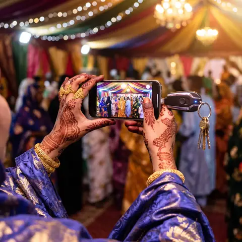 تصوير في لعرس والشارجور مركّب في التلفون